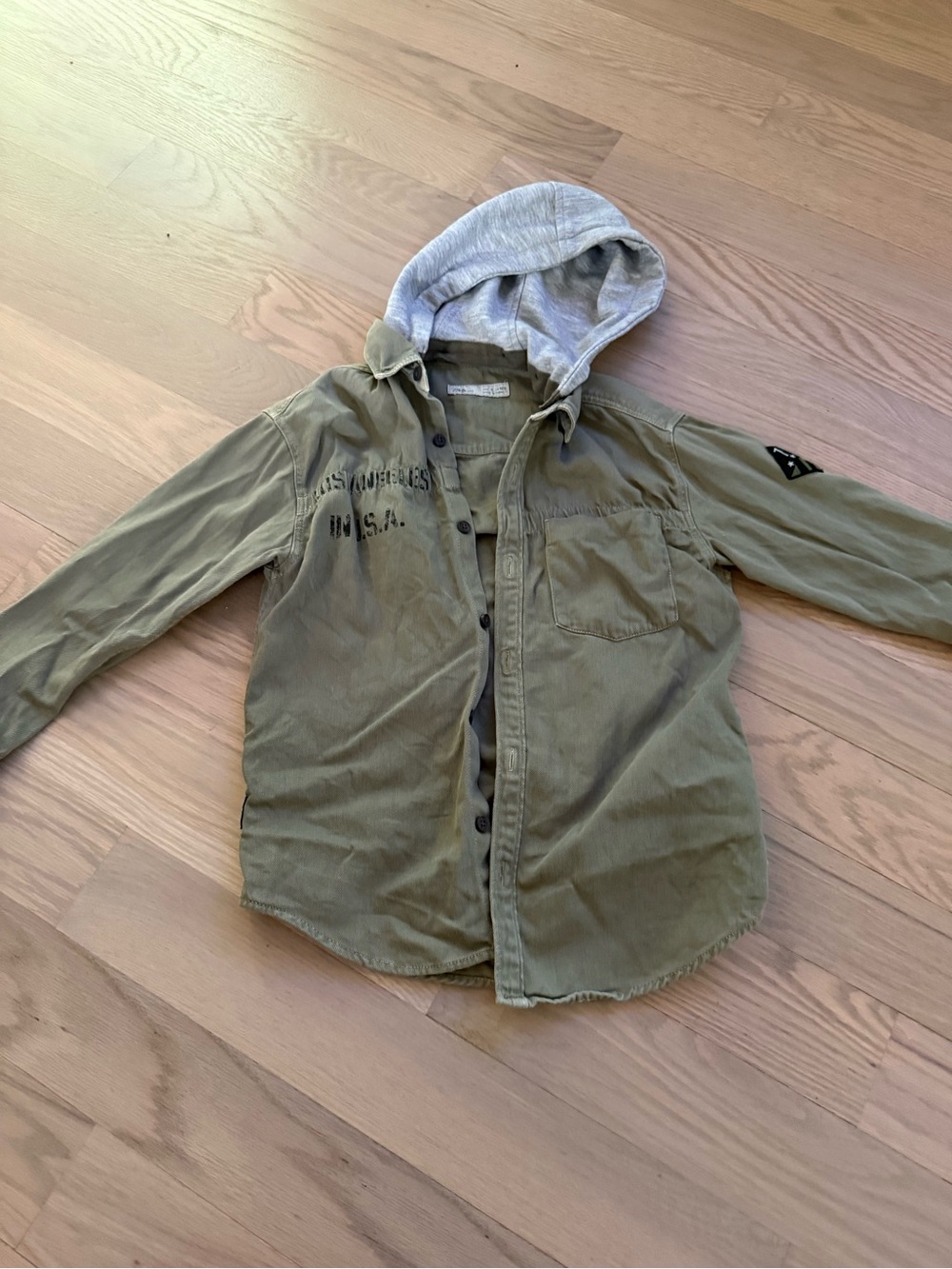 Kids Olive Green Hooded Utility hoody